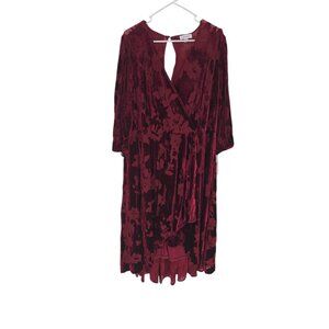 Calvin Klein Size 20W Dress Red Velvet Faux Wrap Hi Low NWT
